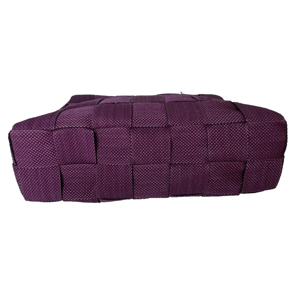 Gabrielle Italy Purple Woven Satchel Textured Basket Weave Turn Lock Purse